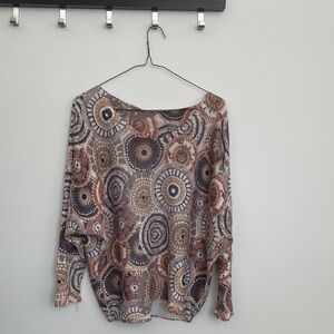 Women's Multicolor Patterned Knit Top Large